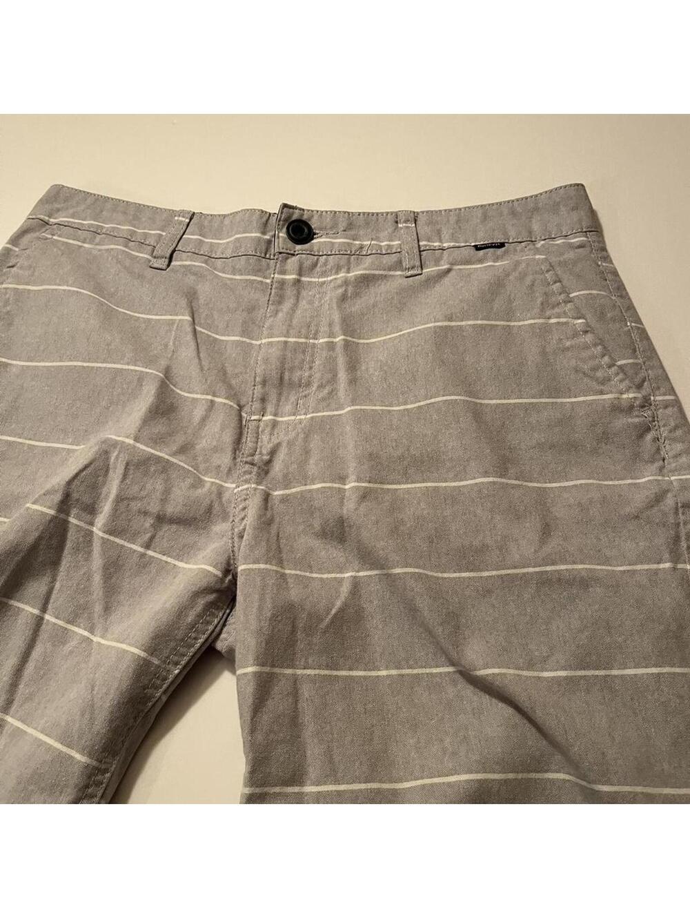 Hurley Striped Chino Shorts Mens 30 Gray Casual Summer Skate Surf